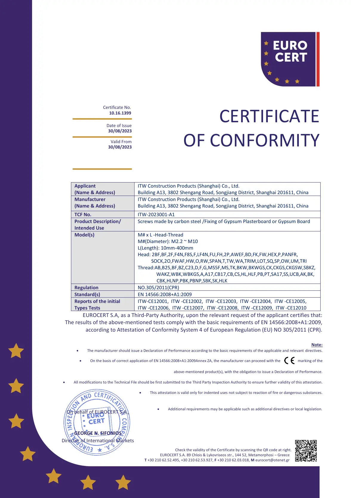 CE CERTIFICATION