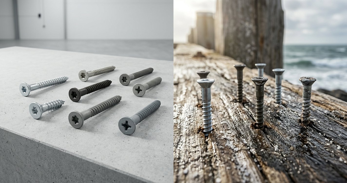 Carbon steel coated screws